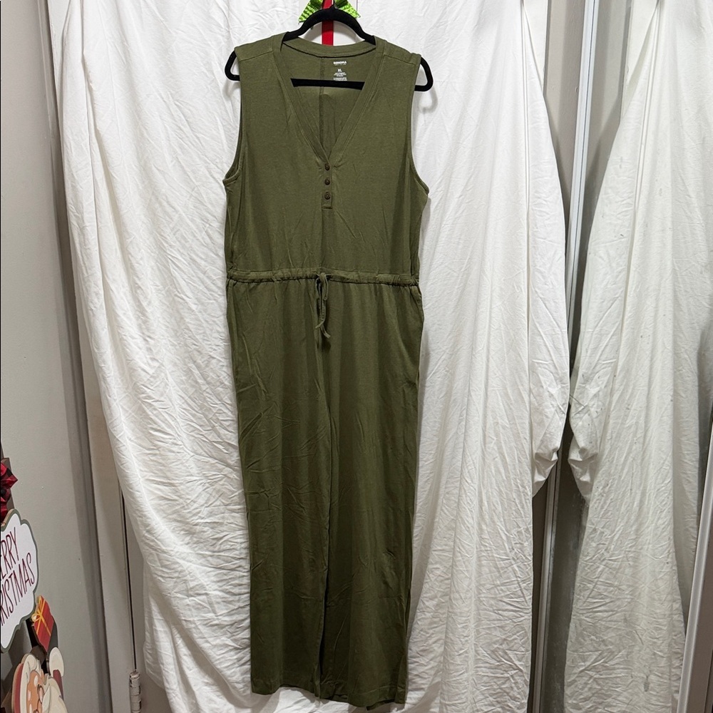 Sonoma Olive Green Cotton Blend Jumpsuit